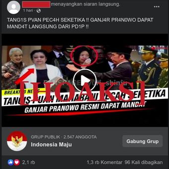 Hoaks PDI-P calonkan Ganjar Pranowo dan Puan menangis