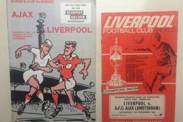 Panduan pertandingan laga Liverpool vs Ajax dan Ajax vs Liverpool pada 1966 dijual di Ebay. 
