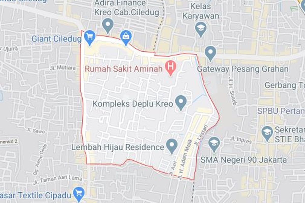 Peta Kreo Selatan, Kota Tangerang.