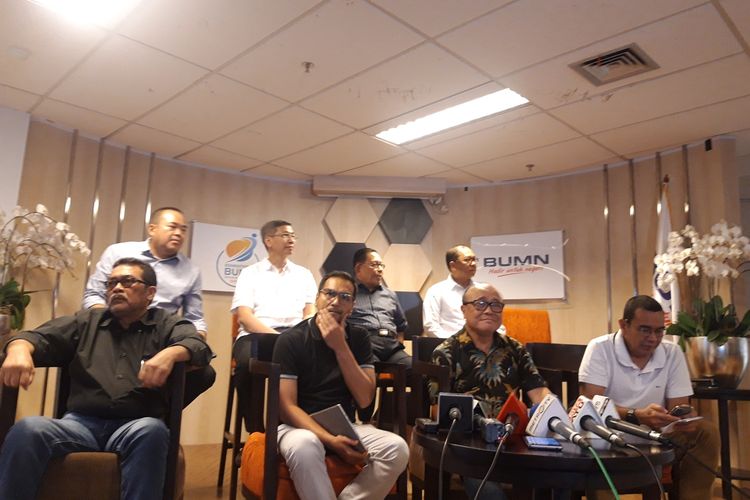 Konferensi pers dewan komisaris PT Garuda Indonesia (Persero) Tbk (KOMPAS100: GIAA) di Jakarta, Sabtu (7/12/2019).