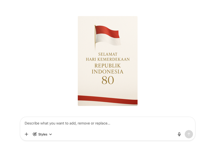 Ilustrasi cara membuat gambar HUT ke-80 RI via ChatGPT.