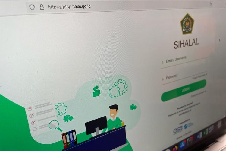 Tampilan situs SIHALAL untuk daftar sertifikasi halal gratis 2023.