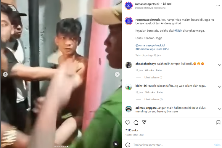 Video pemuda diduga Klitih tertangkap di Kampung Badran, Kota  Yogyakarta