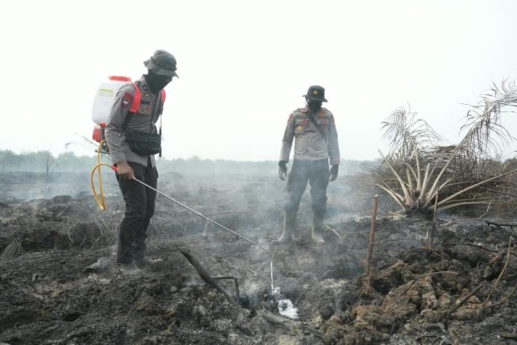 Polisi Gunakan Cairan X Fire Padamkan Api di dalam Gambut di Riau