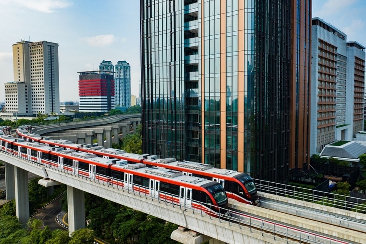 Ilustrasi LRT (Light Rail Transit) atau Lintas Rail Terpadu Jabodebek (Jakarta, Bogor, Depok, Bekasi).

