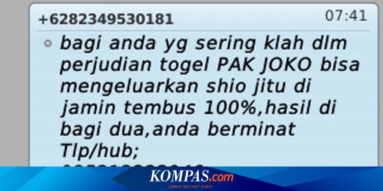 Galaxy Togel China
, Terima Sms Togel 3 Kali Sehari Warga Kolaka Resah