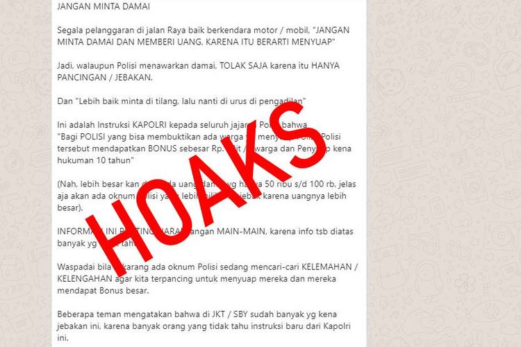 bahwa polisi menjebak pengendara mobil ataupun motor yang tertilang untuk memberikan ?uang damai?