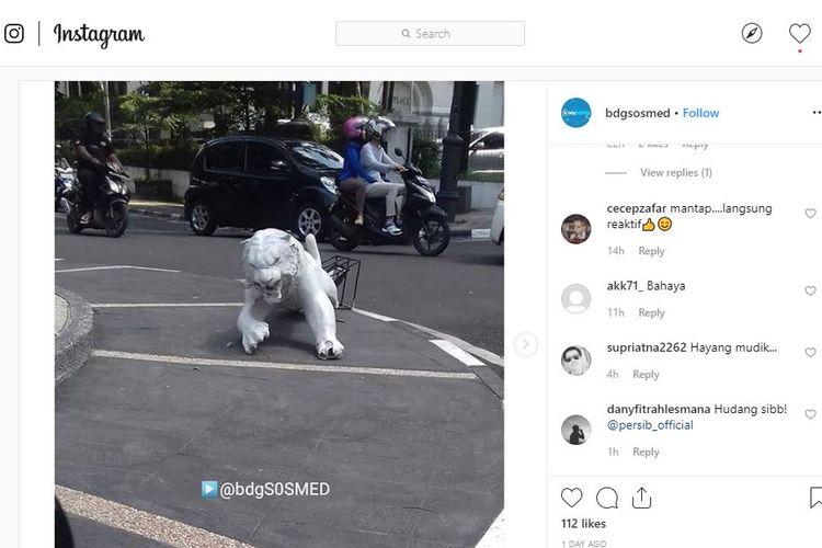 Penyebab patung harimau tersebut roboh setelah diselidiki karena rusak oleh ulah tangan jahil anak jalanan (anjal).