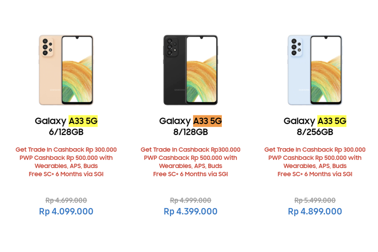 Ilustrasi harga Samsung Galaxy A33 5G dalam promo Ramadan yang digelar Samsung.