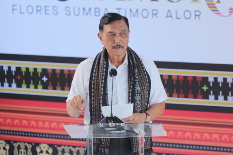 Coordinating Minister for Maritime Affairs and Investment Luhut Binsar Pandjaitan delivers his speech during an event held at Labuan Bajo, East Nusa Tenggara on Friday, June 18, 2021. 