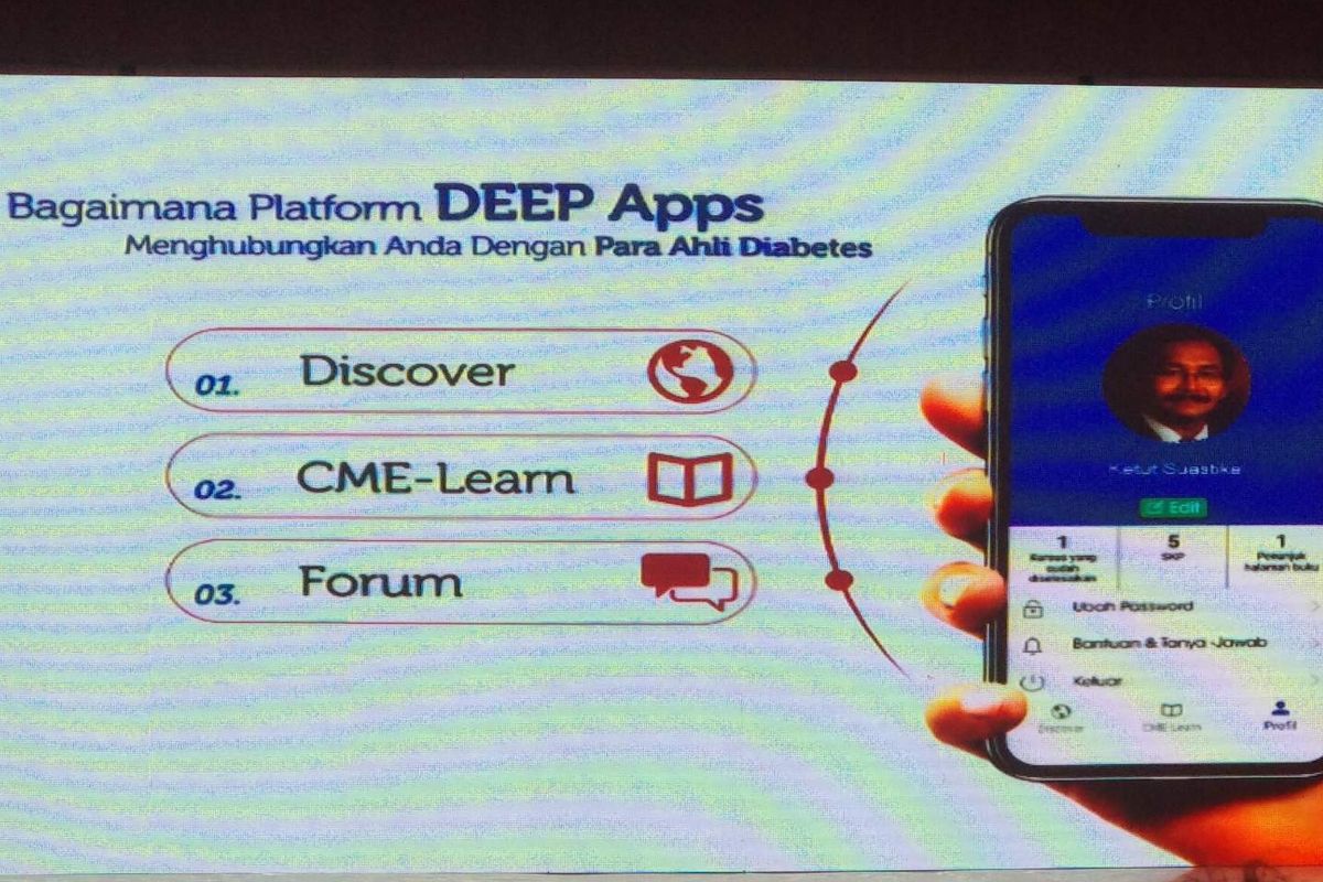 Peluncuran aplikasi Diabetes Enhancement for Engaged Partnership (DEEP) bagi dokter oleh Sanofi Indonesia di Perpustakaan Nasional RI, Senin (1/7/2019).