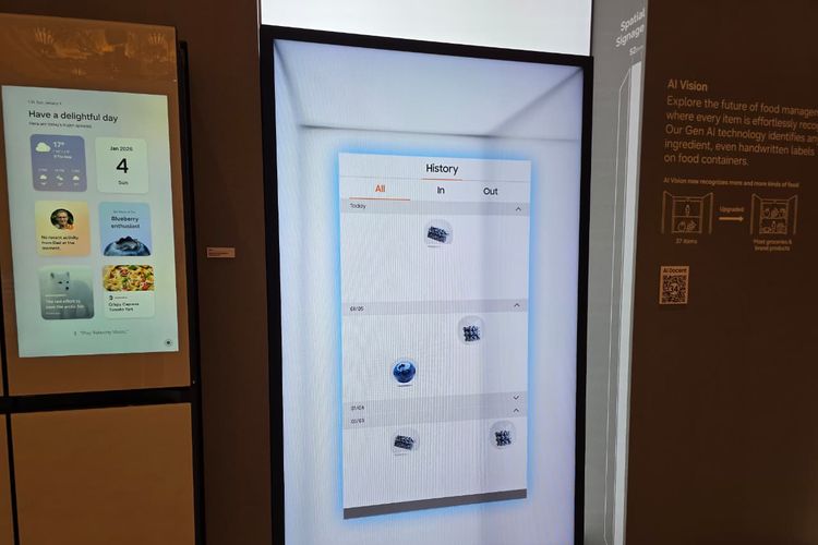Salah satu teknologi utama yang ditonjolkan adalah AI Vision, sistem kamera di dalam kulkas yang mampu mengenali lebih banyak jenis makanan saat bahan dimasukkan atau dikeluarkan. Teknologi ini membantu kulkas memahami isi di dalamnya secara otomatis.