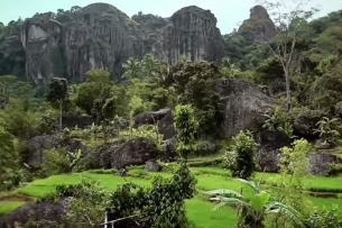 Kawasan Gunung Sewu membentang dari Gunungkidul, Wonogiri, dan Pacitan.