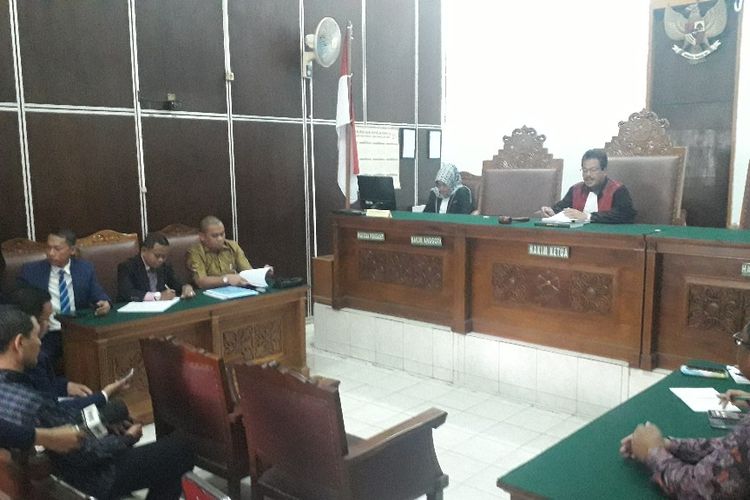 Suasana sidang putusan gugatan praperadilan Imam Nahrawi terhadap KPK di Pengadilan Negeri Jakarta Selatan, Selasa (12/11/2019).