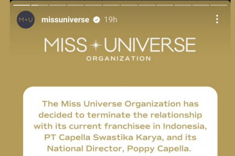 Lisensi Miss Universe Indonesia kini tak lagi dipegang Poppy Capella
