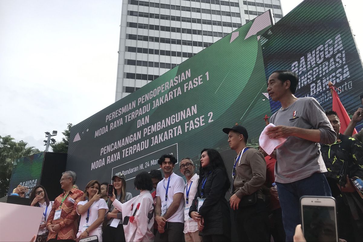 Presiden Joko Widodo meresmikan MRT, Minggu (24/3/2019) di Bundaran HI, Jakarta Pusat.