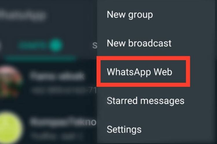 Opsi WhatsApp web pada smartphone