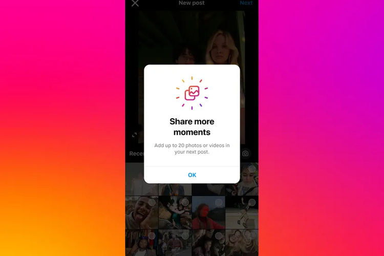 Pengguna kini bisa menambahkan hingga 20 foto dan video dalam satu posting carousel Instagram