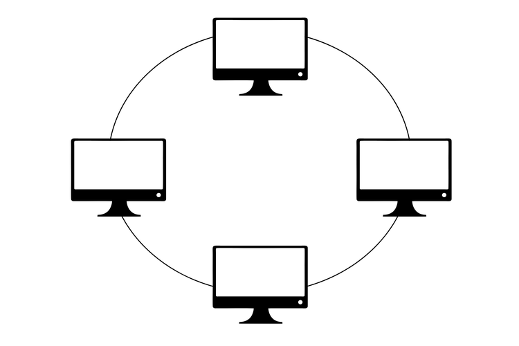 Cara kerja topologi ring dalam jaringan komputer.
