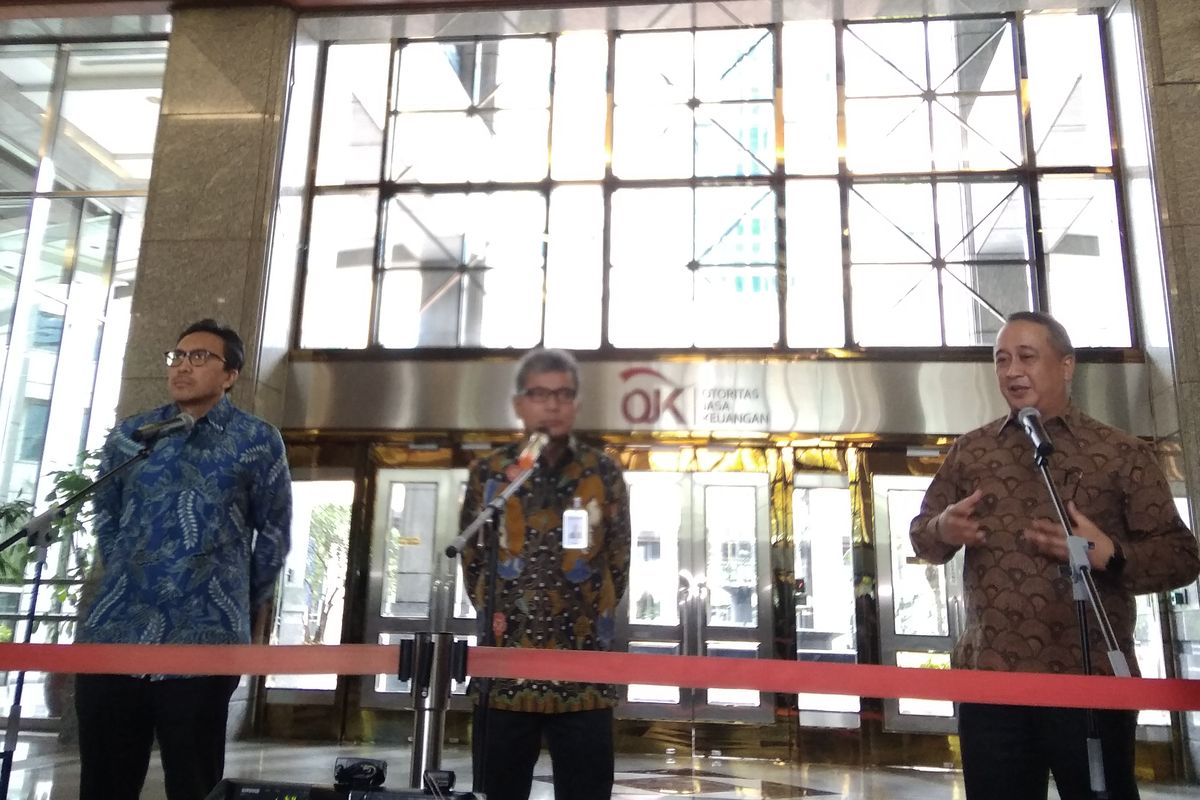 Konferensi pers usai pemerintah dan perbankan besar Tanah Air melakukan rapat koordinasi di Gedung OJK, Jakarta, Kamis (5/3/2020).