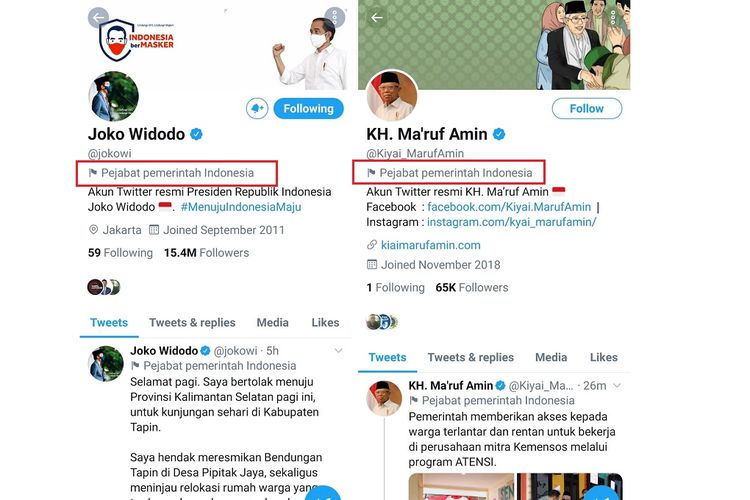 Presiden Twitter Joko Widodo memberikan identitas khusus pada akun tersebut