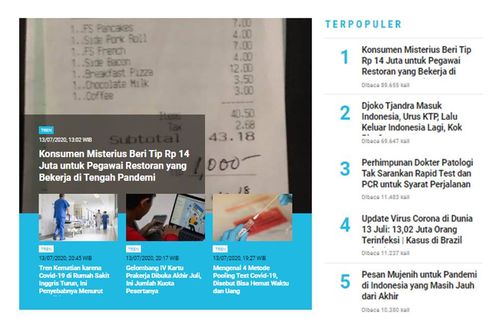 [POPULER TREN] Tip Rp 14 Juta untuk Pegawai Restoran | Djoko Tjandra Masuk-Keluar Indonesia