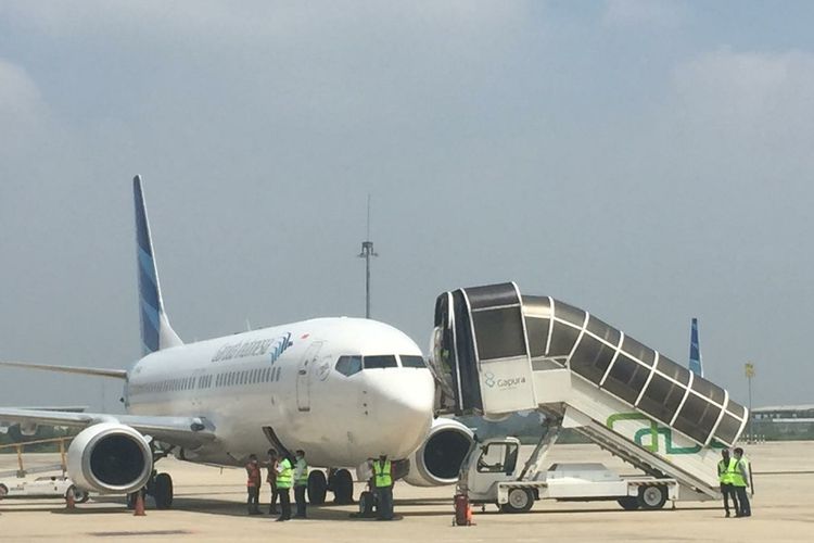 An image of Garuda Indonesia cargo flight in Kertajati, West Java dated on Tuesday, February 23, 2021. 