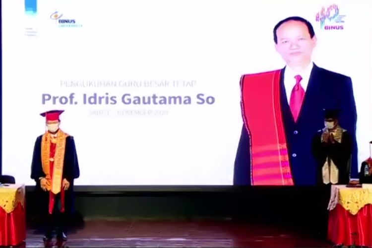 Pengukuhan Idris Gautama So menjadi Guru Besar Manajemen Binus University.