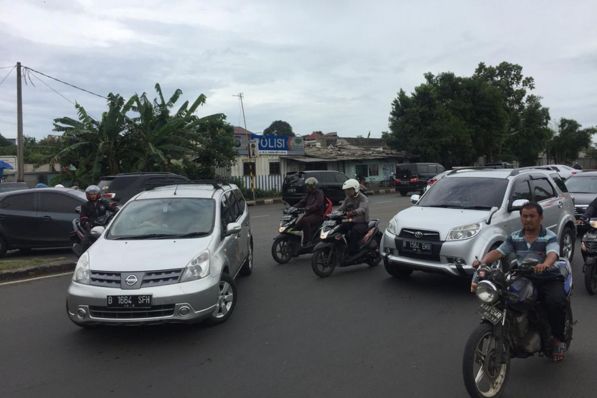 Lokasi Pengroyokan Anggota Brimob, Jalan Juanda, Depok, Rabu (26/2/2018).