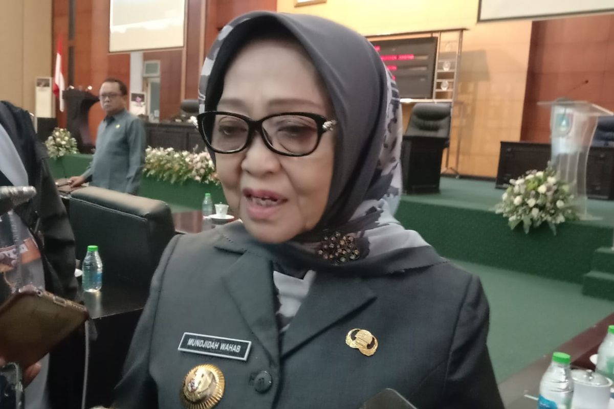 Bupati Jombang Mundjidah Wahab, saat ditemui usai rapat paripurna DPRD Kabupaten Jombang, Jawa Timur, Kamis (21/9/2023).