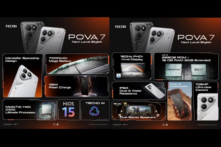 Spesifikasi Tecno Pova 7 di Indonesia.