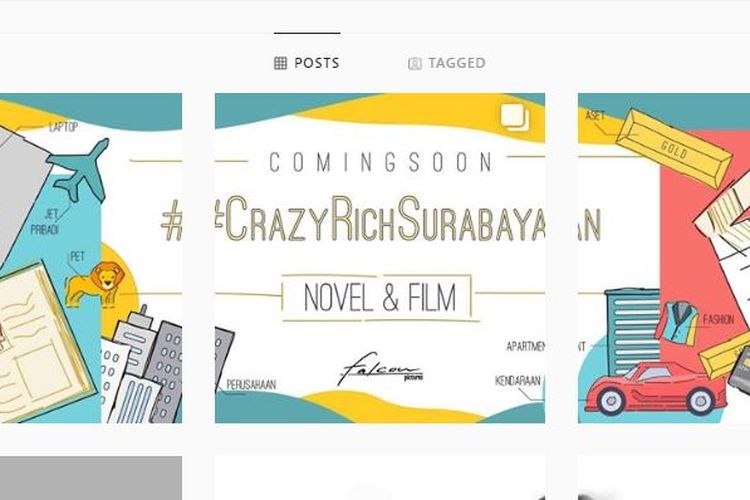 Unggahan Falcon Pictures di Instagram yang akan menggarap Crazy Rich Surabayan dalam format film layar lebar.