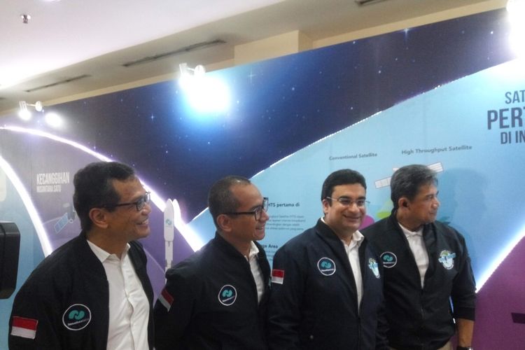 Konferensi pers terkait peluncuran Satelit Nusantara Satu oleh PT PT Pasifik Satelit Nusantara di Jakarta, Jumat (22/2/2019).