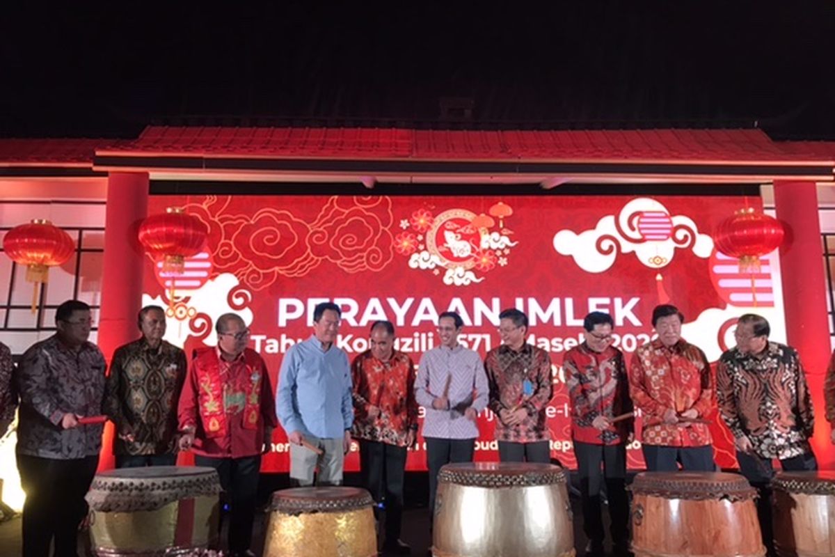 Menteri Pendidikan dan Kebudayaan, Nadiem Makarim dalam sambutan acara Perayaan Imlek di Kementerian Pendidikan dan Kebudayaan, Jakarta, Kamis (6/2/2020). 
