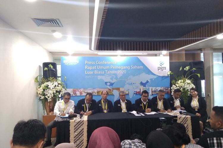 Jajaran direksi dan komisaris PGN di Jakarta, Rabu (21/1/2020).
