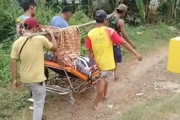 Warga Bandung Barat Tandu Pasien Pakai Bambu ke Ambulans, Akses Jalan Jadi Sorotan