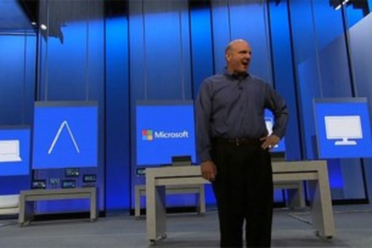 CEO Microsoft Steve Ballmer sewaktu peluncuran Windows 8.1 Preview public beta, Rabu (26/6/2013)