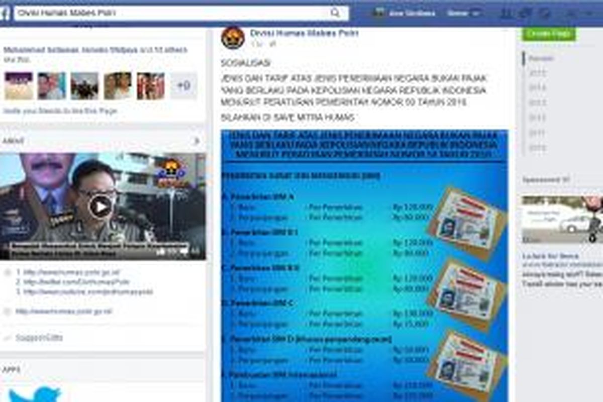 Facebook Divisi Humas Mabes Polri