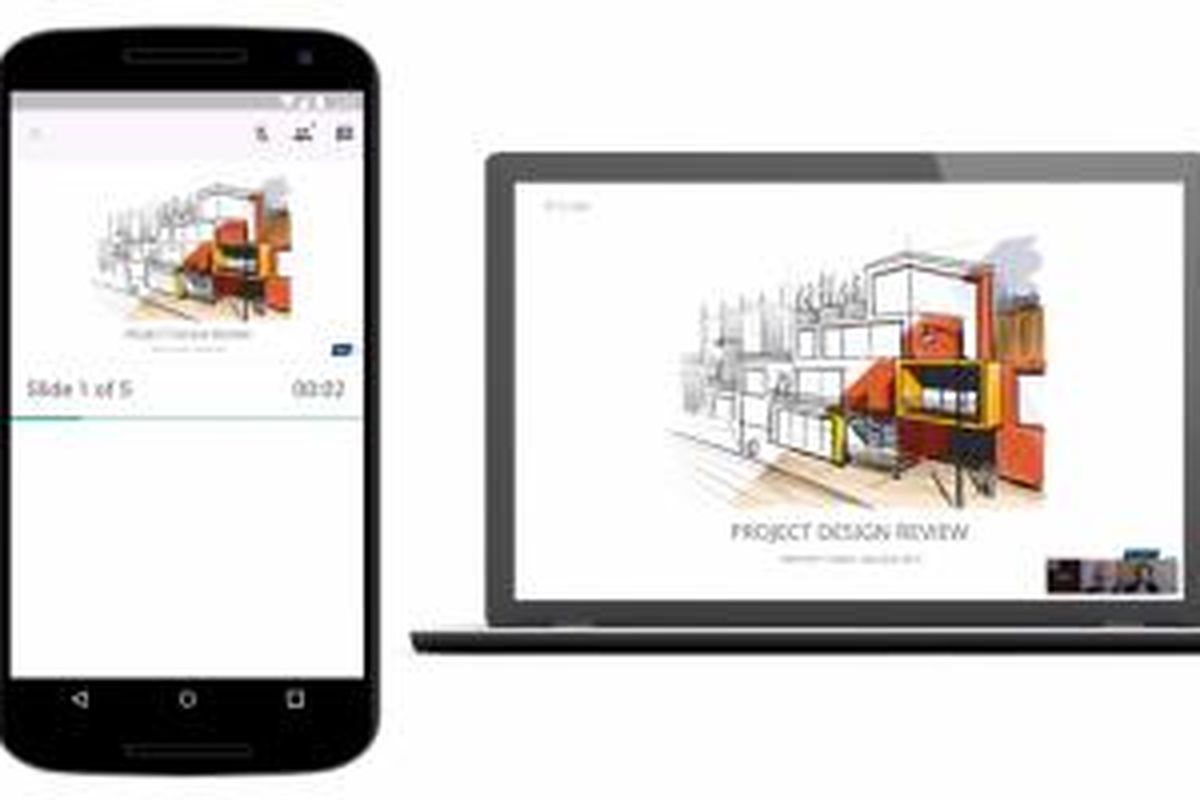 Google Slides bisa mengirimkan slide presentasi dari ponsel ke sesi video call Hangouts