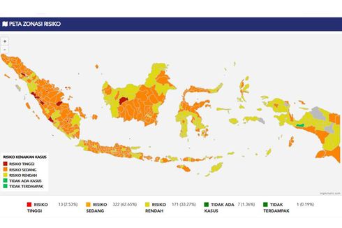 Update, Daftar Zona Merah dan Zona Hijau Covid-19 di Indonesia