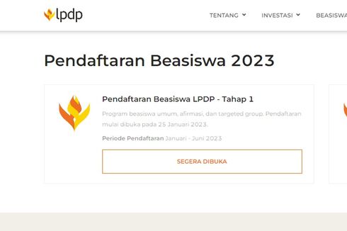 Pendaftaran Beasiswa LPDP 2023 Tahap 1 Dibuka, Klik beasiswalpdp.kemenkeu.go.id