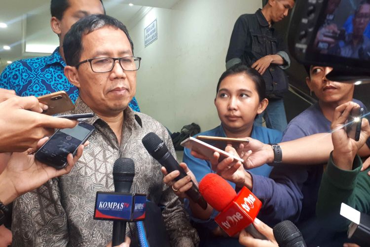 Mantan Plt Ketua Umum PSSI Joko Driyono (Jokdri) di Polda Metro Jaya, Jumat (22/2/2019).