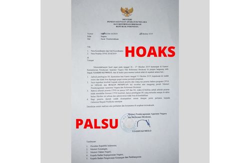 [HOAKS] Jadwal Pembagian SK CPNS Diputuskan 31 Oktober 2019