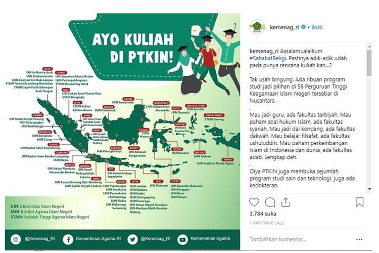 Kemenag kenalkan PTKIN kepada masyarakat dengan mengungkap keunggulan dan tata cara mendaftarkan diri ke PTKIN.