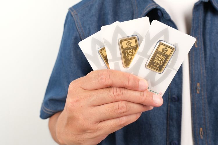 Ilustrasi emas Antam.