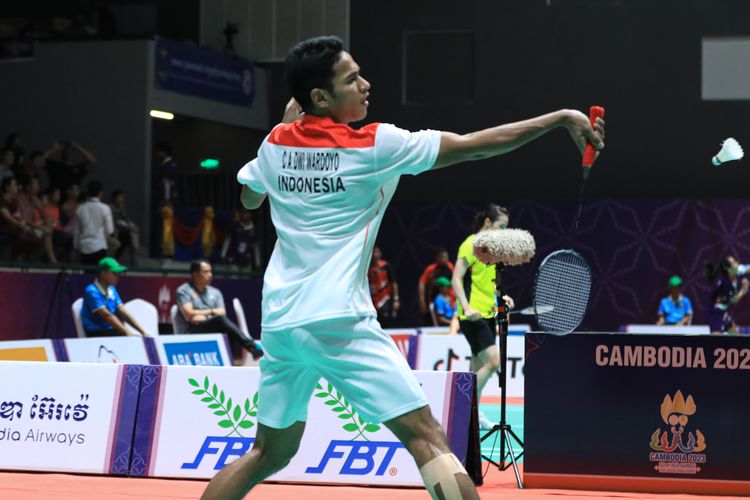 Chico Aura Dwi Wardoyo saat bertanding di perempat final bulu tangkis SEA Games 2023 Kamboja di Morodok Techo Badminton Hall, Minggu (14/5/2023). Kini, Chico sedang mempersiapkan diri menghadapi Korea Open 2023 yang bergulir 18 Juli hingga 23 Juli 2023. 