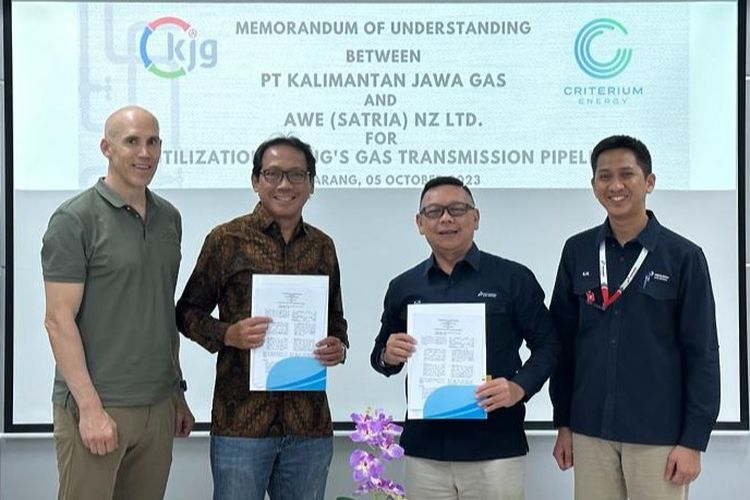 PT Kalimantan Jawa Gas (KJG) meneken MoU dengan AWE (Satria) NZ, Ltd.