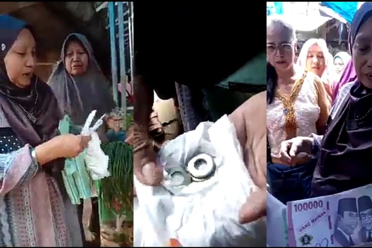 Kolase bidik layar video pedagang sayur di Pasar Punggur mengalami hipnotis dan kehilangan 20 gram perhiasan emas, Senin (6/2/2023).