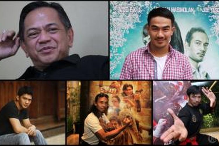 Lima Artis Indonesia di Hollywood: (atas - kiri ke kanan): Ray Sahetapy, Joe Taslim, (bawah - kiri ke kanan) Iko Uwais, Yayan Ruhian, dan Cecep Arif Rahman.
