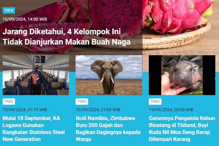 [POPULER TREN] Kelompok Tak Dianjurkan Makan Buah Naga | Wilayah Berpotensi Hujan 15-16 September 2024